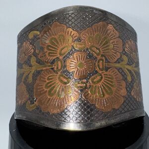 VTG Floral cuff Bracelet Brass Copper Silver Boho Gift Bohemian Hippie Flowers